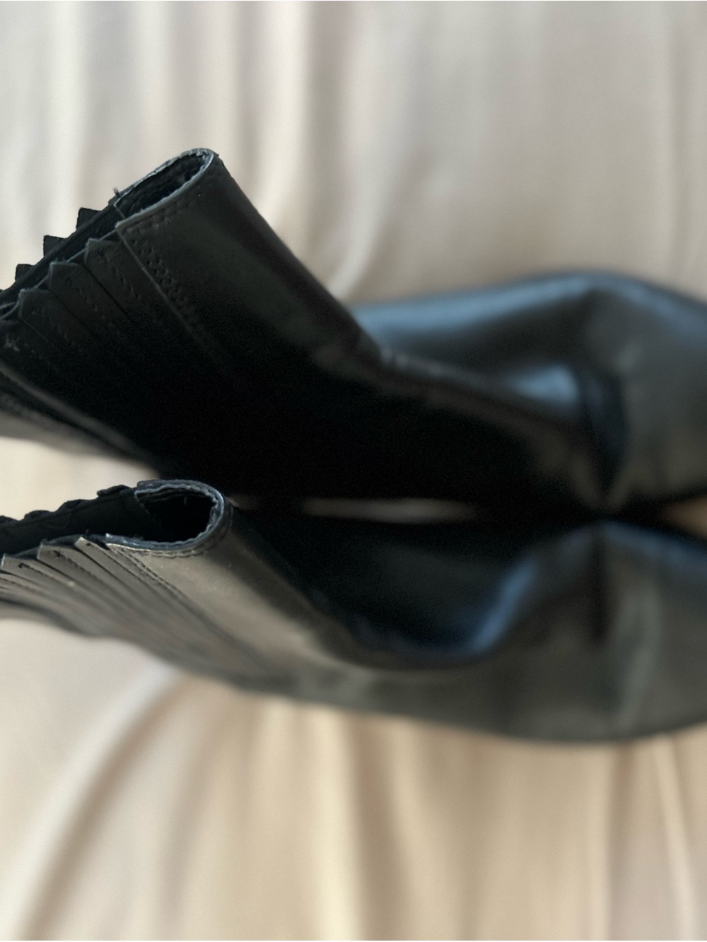 Zara Black Leather Ankle Boots with Elastic Side Panels